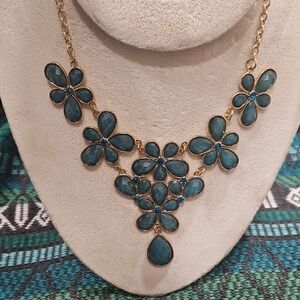 Green And Blue Floral Necklace